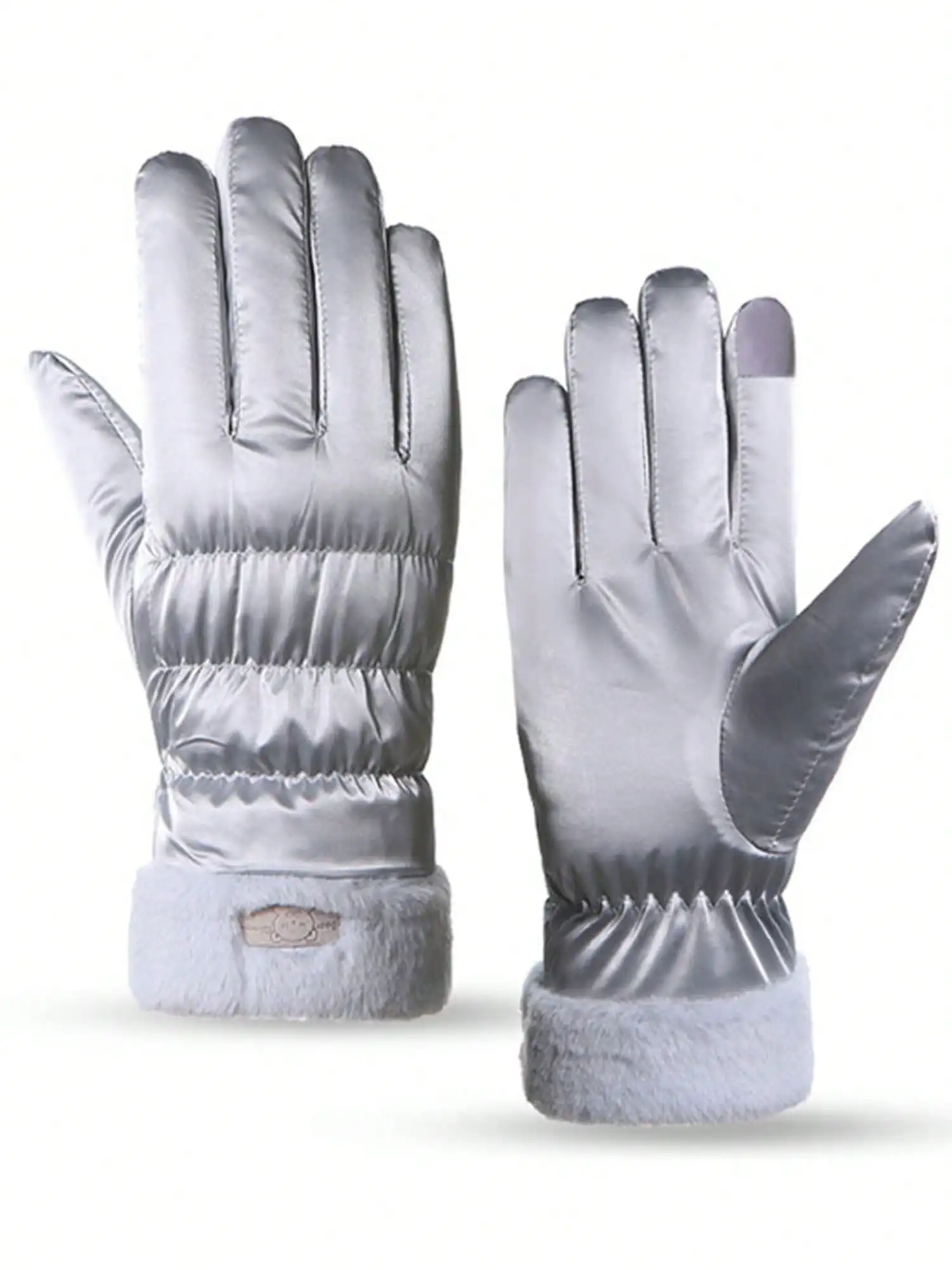 

Женские зимние перчатки с манжетами из искусственного меха — водонепроницаемый сенсорный экран на флисовой подкладке для катания на лыжах/велосипеде