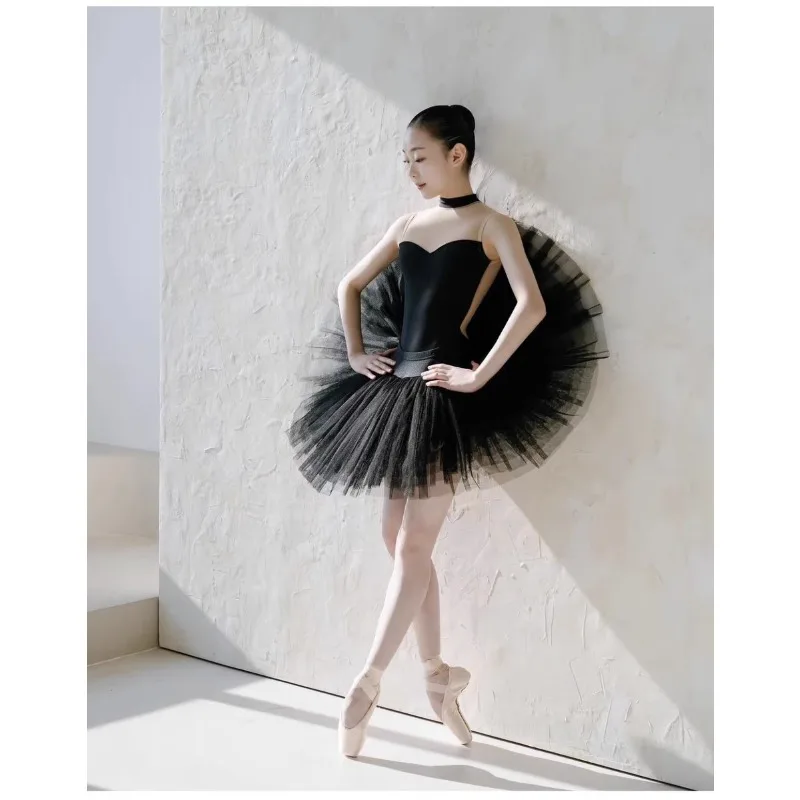customized dance costume female ballet practice basic training leotard gymnastics adult net splicing vest one-piece bodysuit