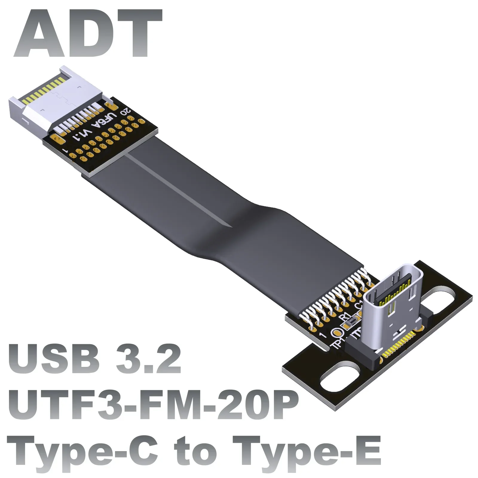 

ADT USB3.2 USB-C to USB-E port Expansion adapter cable type-c to 19P/20P The mainboard has a PCI baffle on the front and rear