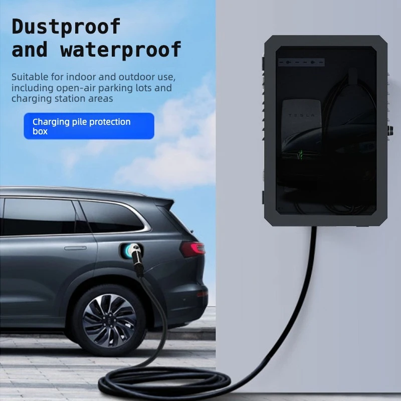Home EV Charger Box Waterproof Metal Electrical Enclosure Outdoor Wallbox Protection Cover Anti-Vandal Garage Cabinet