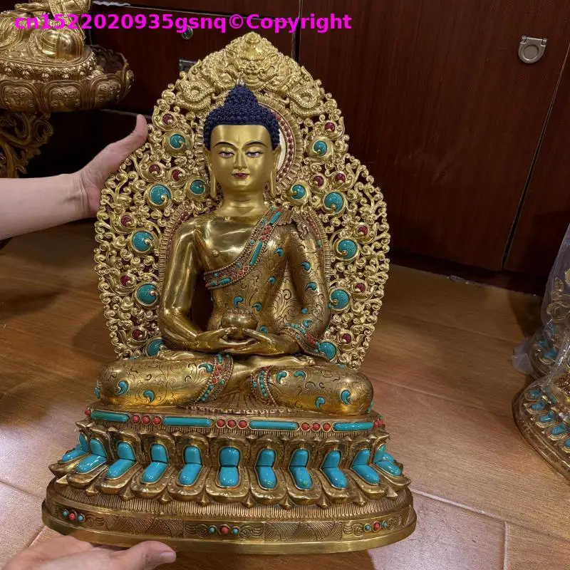 Temple Buddhist Hall worship monk sacrifices 49cm large Exquisite buddha statue Copper figure of Buddha Nepal tibet the buddha