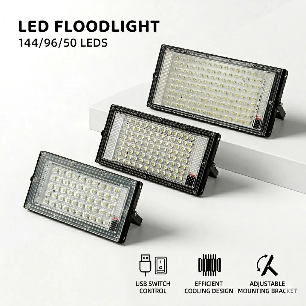 50/96/144 LED Flood Light 5V USB, White Light 6000K, USB Plug, Plug and Play, with 66.9 Inch Power Cord and Switch, Indoor Ligh
