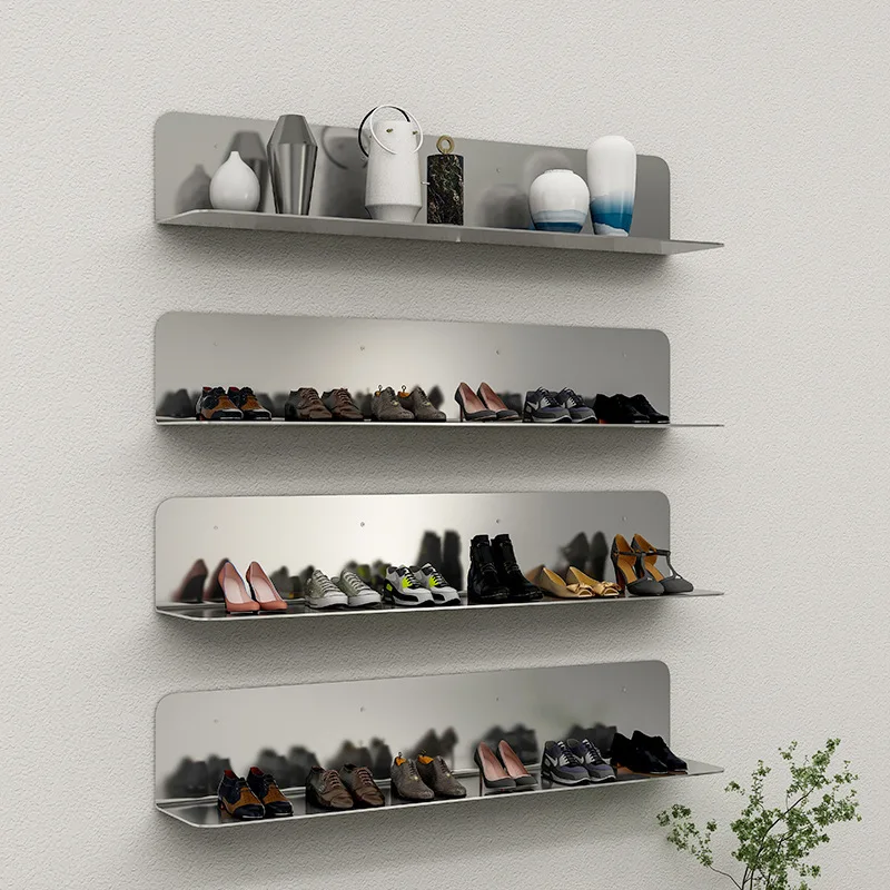 Shoe rack Product display Wall mounted clothing store Multi-layer display rack Stainless steel baffle