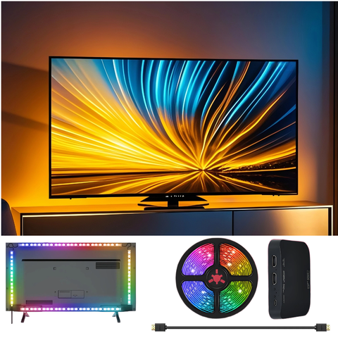 LED HDMI Sync TV Backlight with Dynamic Ambiance Lighting | Works with TV Box/PS5| Plug & Play, Gaming Mode