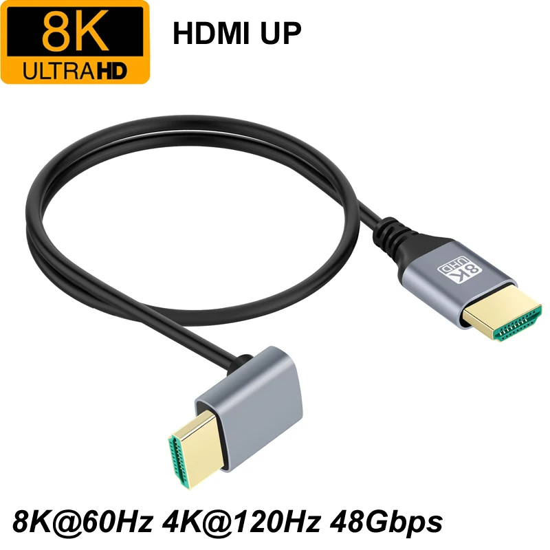 كابل تمديد HDMI لـ HDTV PS4 ، 0.5 متر من النايلون ، HD ، 8K @ 60Hz ، 4K @ 120Hz ، 48Gbps ، Ultra HDR V2.1 ، 1080P ، ذكر Up ، اليسار ، اليمين ، أسفل