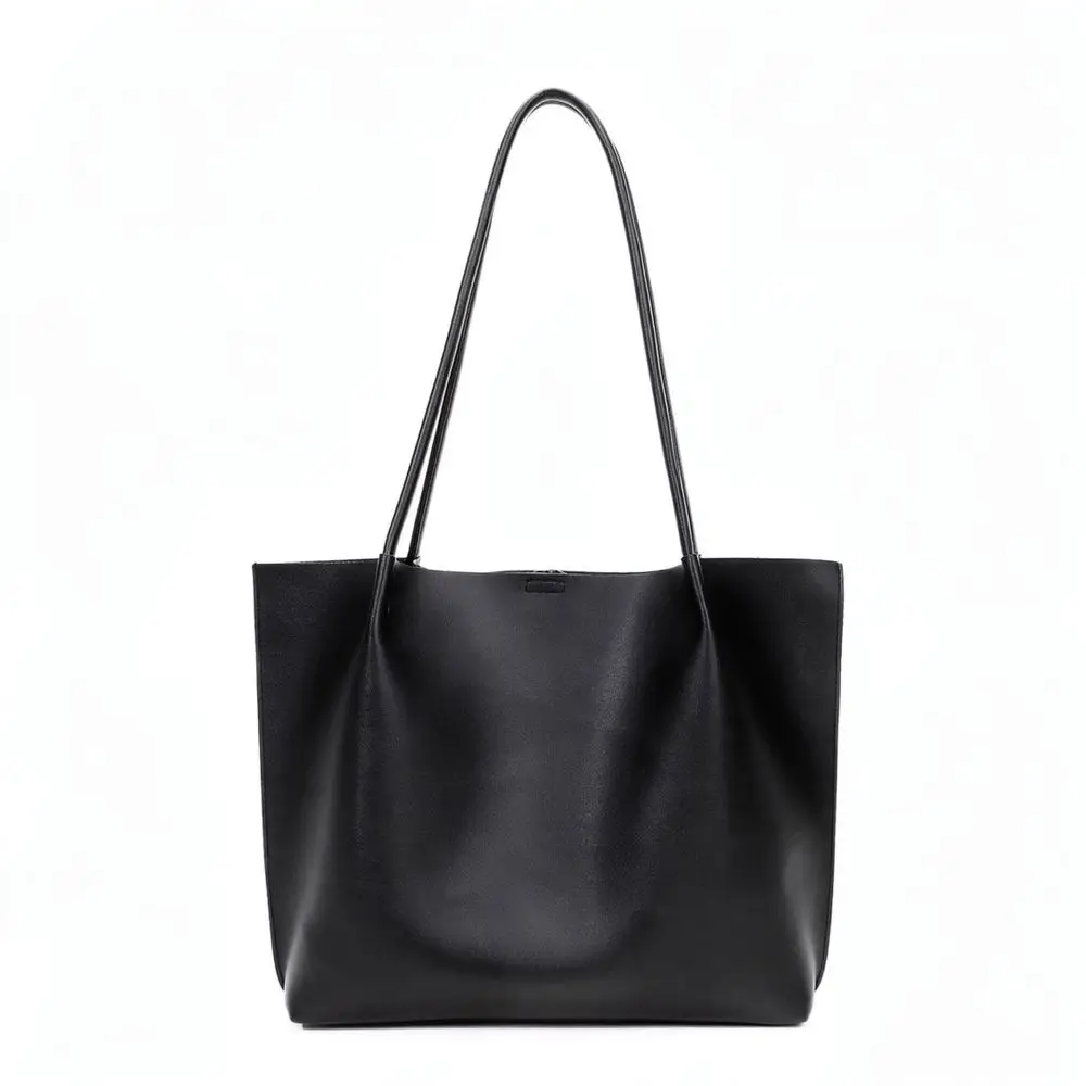 Chic Large Tote Bag Women Fashion Shoulder Handbag Soft PU Leather Retro Style Commuter Shopping Office Daily Bag