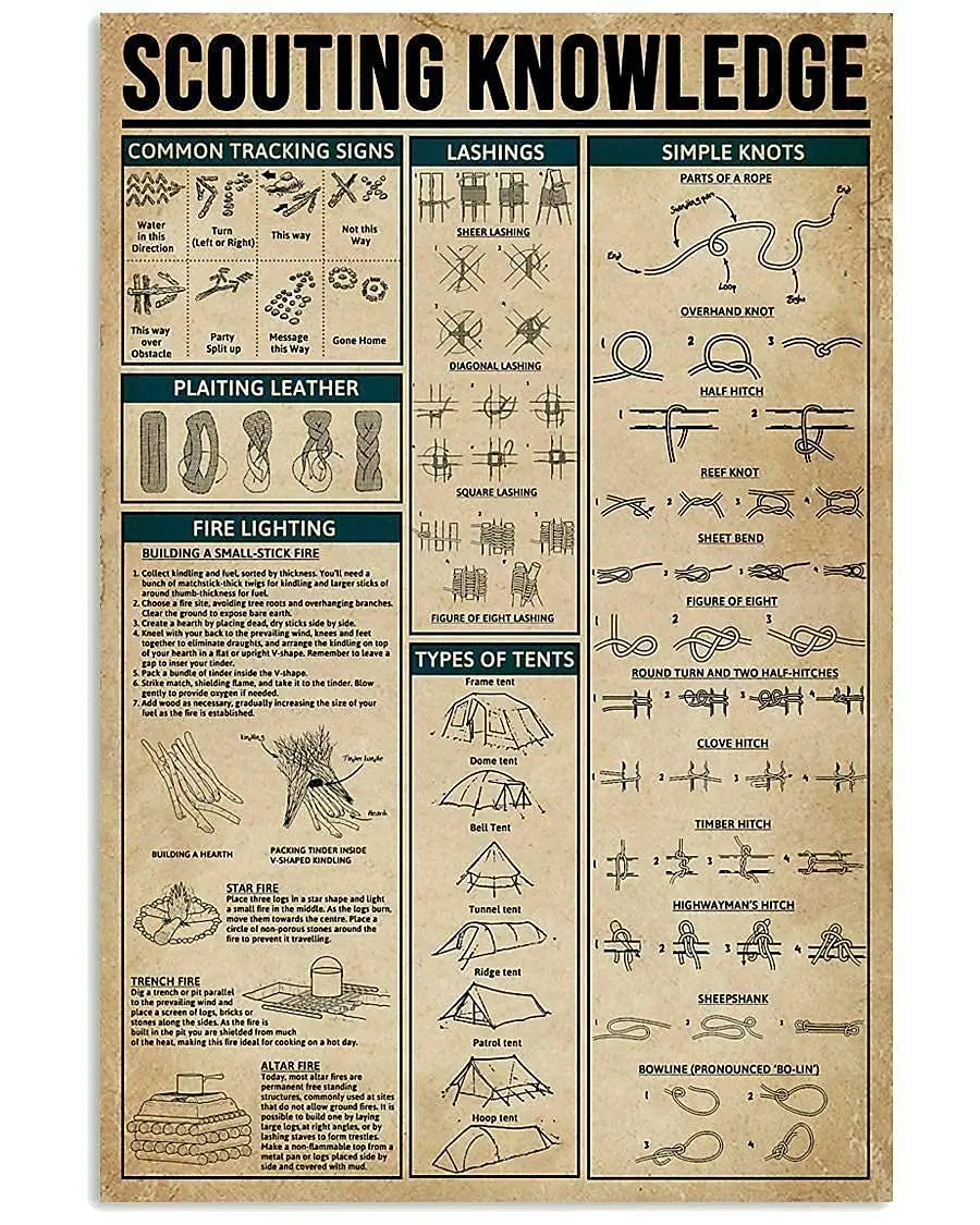Veidsuh Scouting Knowledge Tin Sign Metal Sign Metal Sign Tin Sign Wall Art