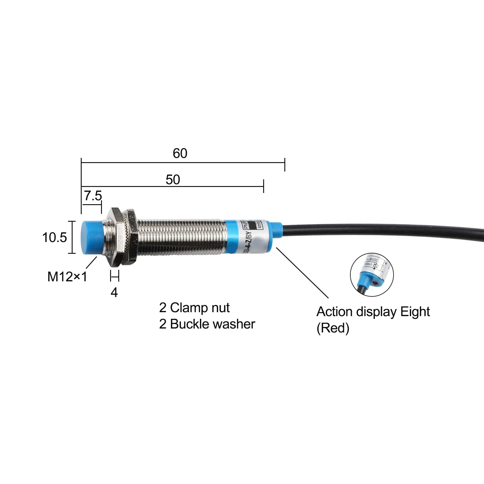 Sensor With Visual Indication High-frequency Sensor Automation Sensor 4mm Detection Range Adapts To Various PLCs