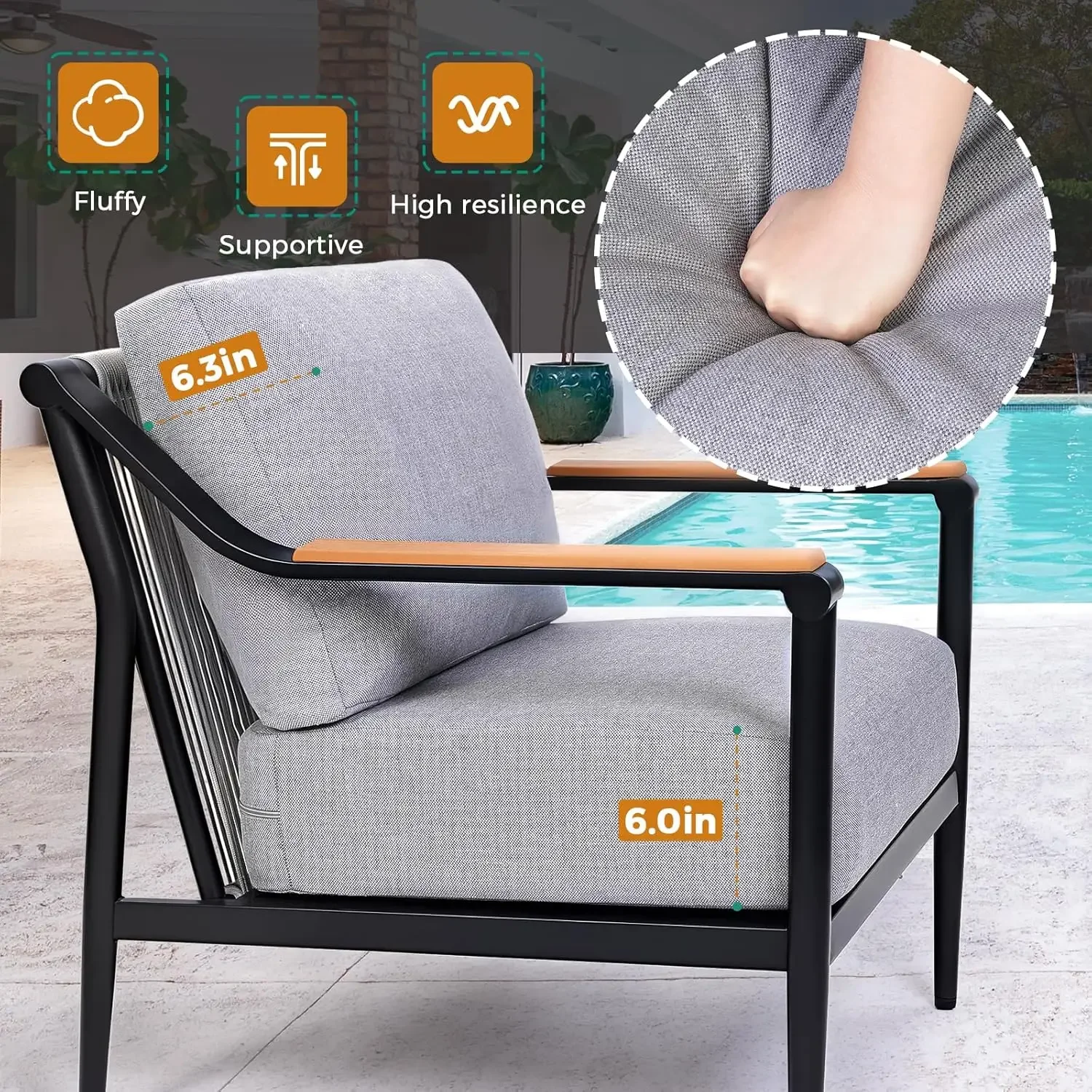[New Arrival!]4 Pieces Outdoor Sofa Conversation Set, 4 Seats Couch Set with Table, Metal Frame Rope Weaving Design UV Resistanc