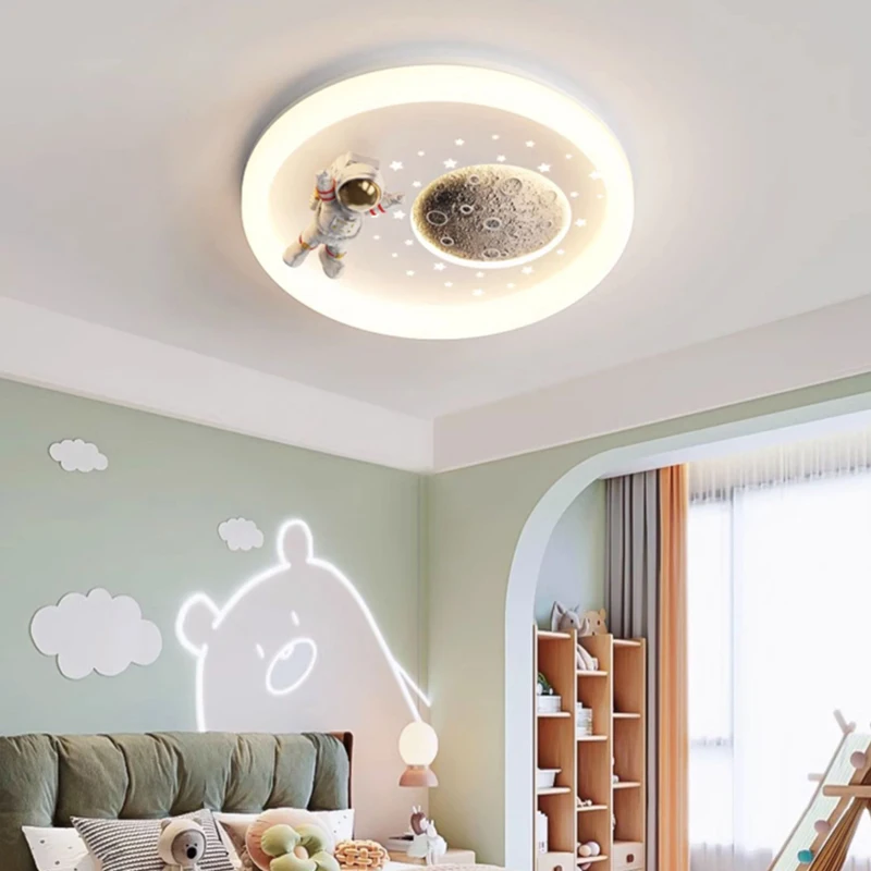 Modern LED Ceiling Lamp Nordic Design Art Cartoon Astronaut Chandelier Suitable For Children's Room Boy Girl Bedroom Light