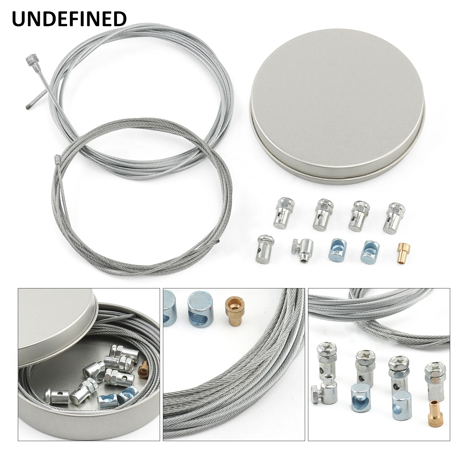 Universal Inner Clutch Throttle Brake Cable Repair Kit 1 Set Solderless Nipple With Sleeve And Nut Silver Motorcycle Accessories