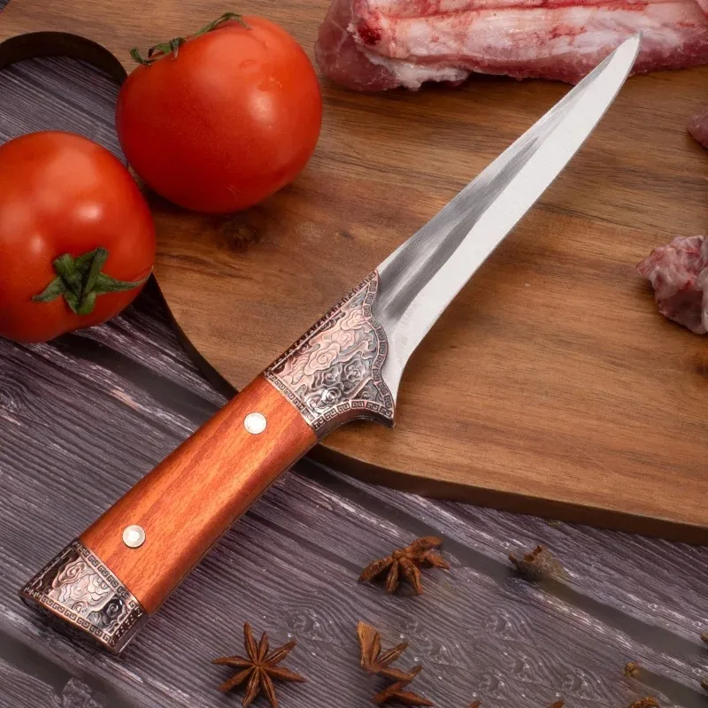 Grillmesser, geschmiedet, für die Küche, Ausbeinmesser, Fisch, Gemüse, Schneidemesser, Kunststoffgriff, Chef, Metzger, Kochmesser mit Abdeckung