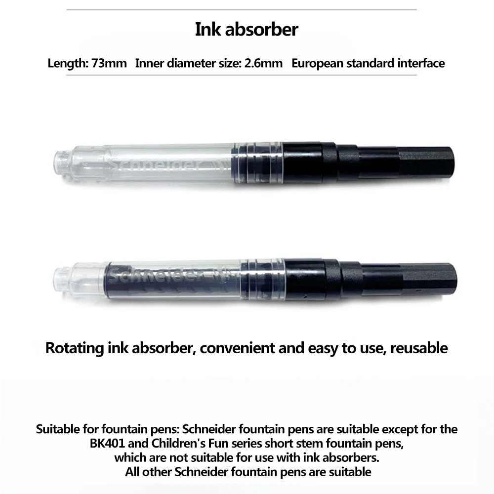 1 PC Germany Schneider Fountain Pen Refill Ink Converter Pump Cartridges Ink Absorber 9999 European Standard General Stationery