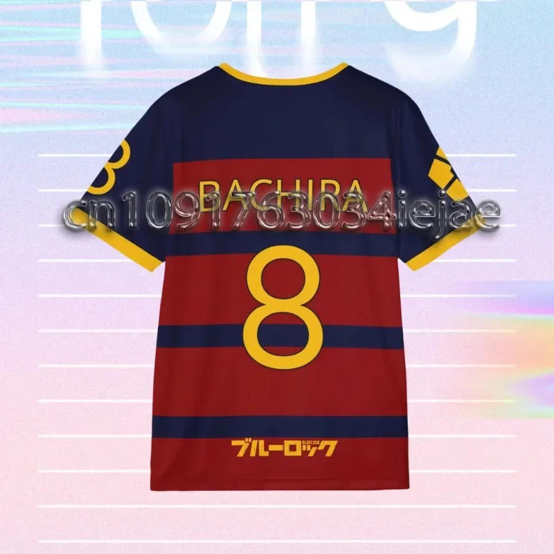 

MOTO-Blue Lock Fc Barcha Football Jersey Megauru Bachira Role-Playing Shirt Blue Lock Men's Loose Sports Casual T-Shirt