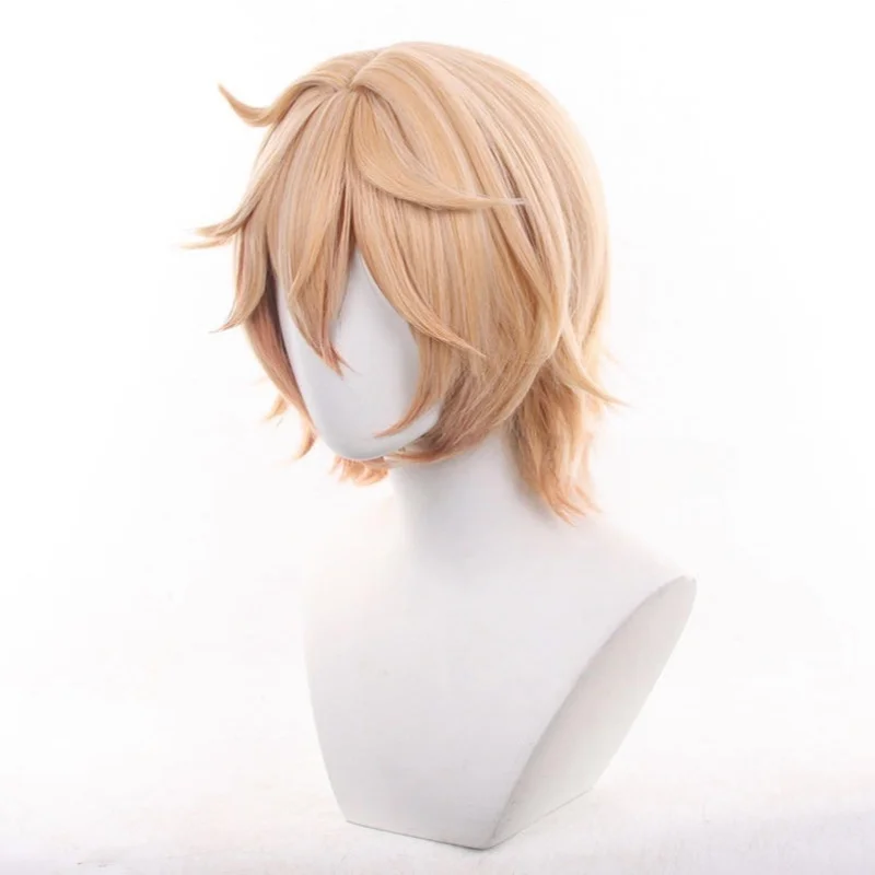 Genshin Impact Dahlia Cosplay Wig Orange Pink Short Hair Goth Vampire Heterochromia Boy Mondstadt Women Men Halloween Wig Cap