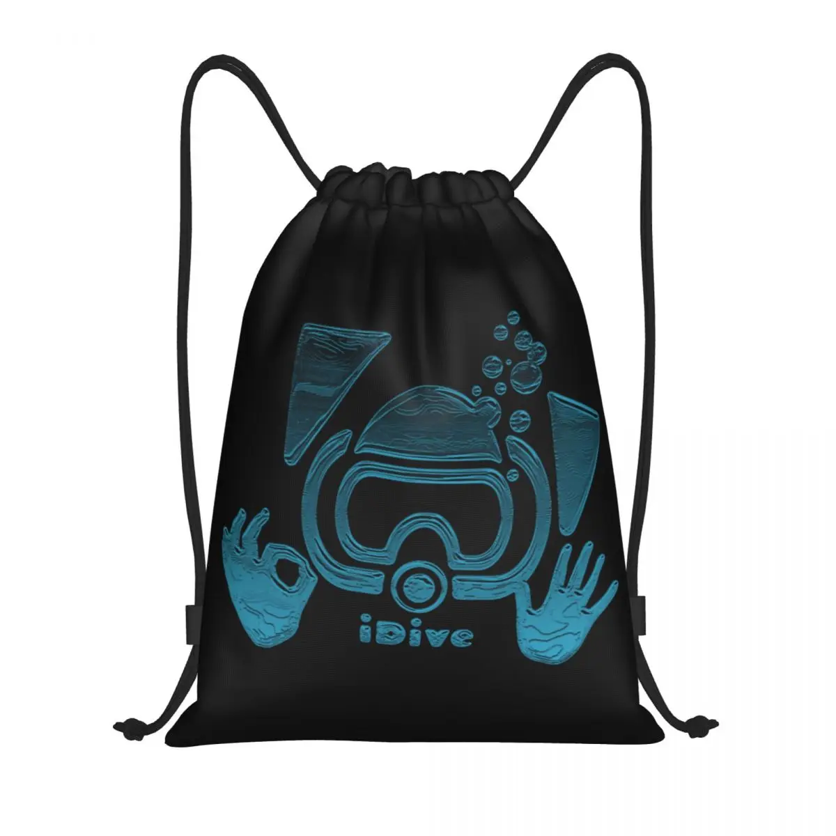 

Custom Scuba Dive Aqua Blues IDive OK Drawstring Backpack Bags Men Women Lightweight Gym Sports Sackpack Sacks for Yoga