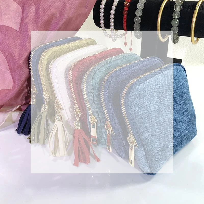 

Jewelry Storage Bag With Tassel Pendant Multi Layer Lining Ring Necklace Packaging Large Capacity Travel Bracelet Storage Pouch