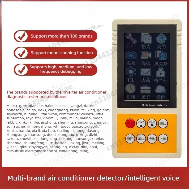 Air Conditioner Diagnostic Tester,HVAC Service Tool for Split System Indoor&Outdoor Units,Inverter AC Fault Detector