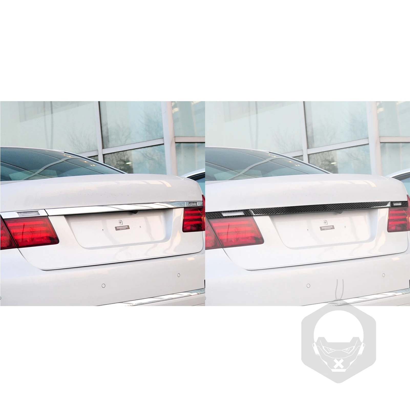 For BMW 7 Series F01 2009-2014 Carbon Fiber Rear Trunk Panel Trim Sticker Cover Car Exterior Accessories Decorative Stickers