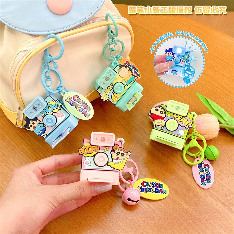 Crayon Shinchan Camera Keychain PVC Statue Action Figurine Desk Collectible Anime Model Toys Figures Gift