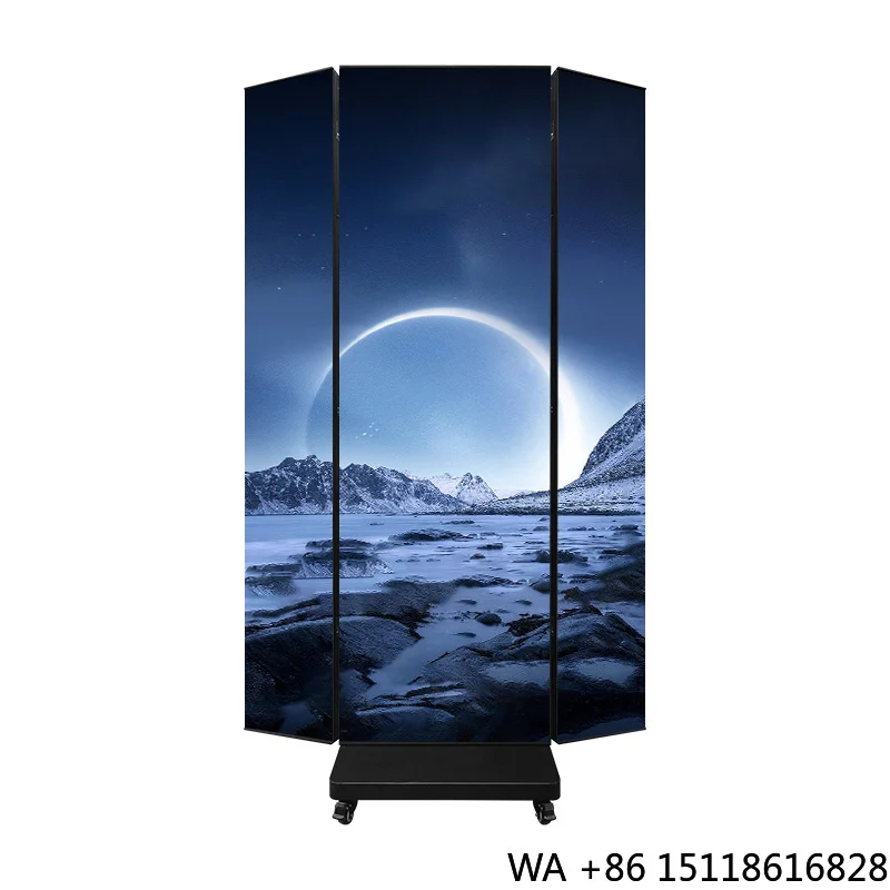 Portable Three Fold P1.86 Indoor LED Advertising Machine Promotional Screen 2-Year Warranty 800cd Brightness 3200K-9300K Color