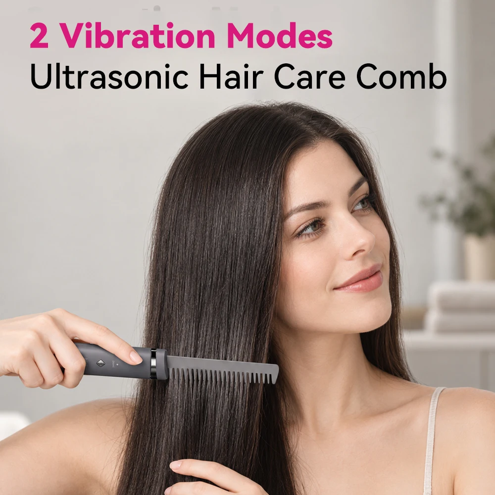 Gold Rice Multi-Function Ultrasonic Hair Comb Vibrating Scalp Massager Electric Hair Care Brush for Professional Salon Home Use