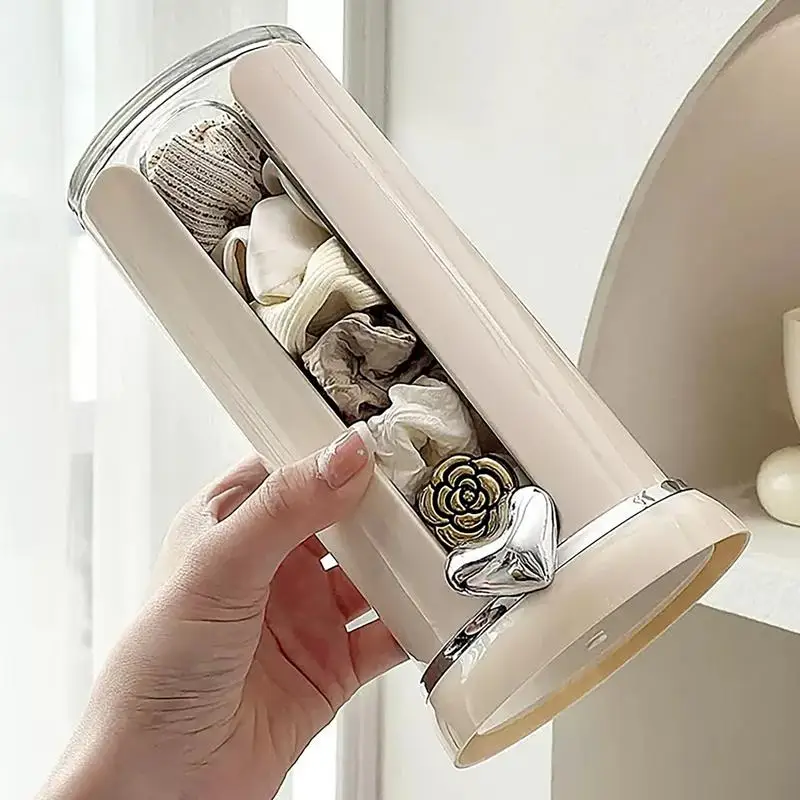 Cotton Pads Holder Two Cylinder Cotton Pads Organizer Dispenser Bathroom Canisters Storage Containers Display Stand For Bathroom