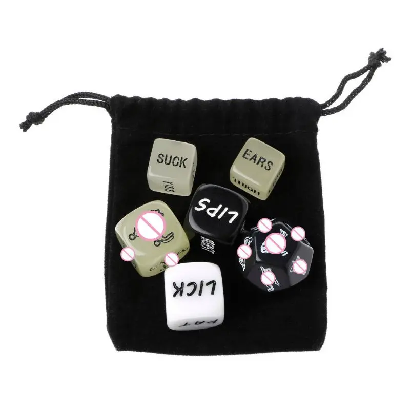 6pcs/set Funny Sex Dice and 6 Sides Erotic Craps Sex Glow Toy for Adults Sexual Posture Dice Erotic Games for Couples Playing