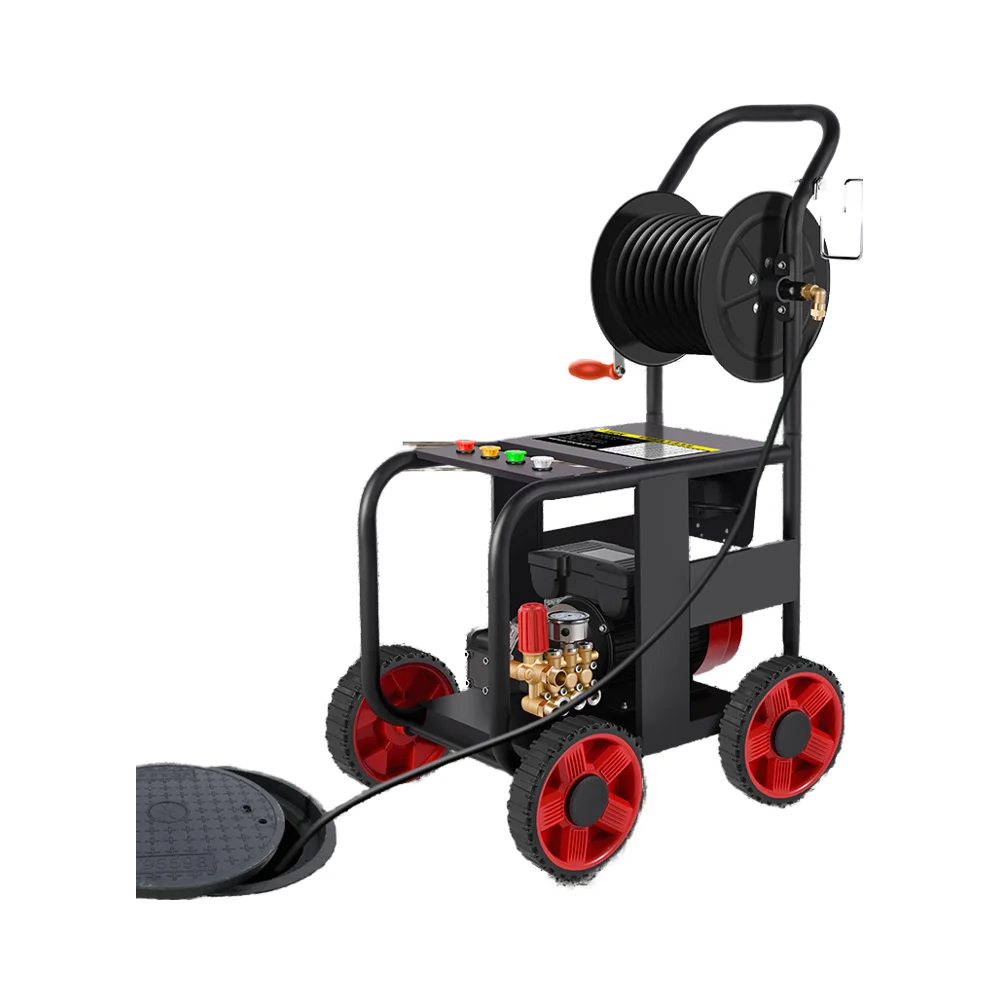 

New 3KW 220V High-Pressure Heavy Duty Sewer Dredging Machine Electric Cold Water Cleaning 150bar Small Pipe Cleaning