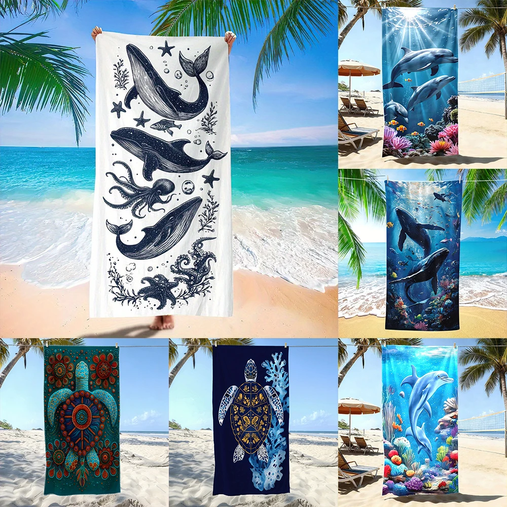 Travel Yoga Accessories - 1PC strandhanddoeken met oceaandierenmotief, geschikt voor