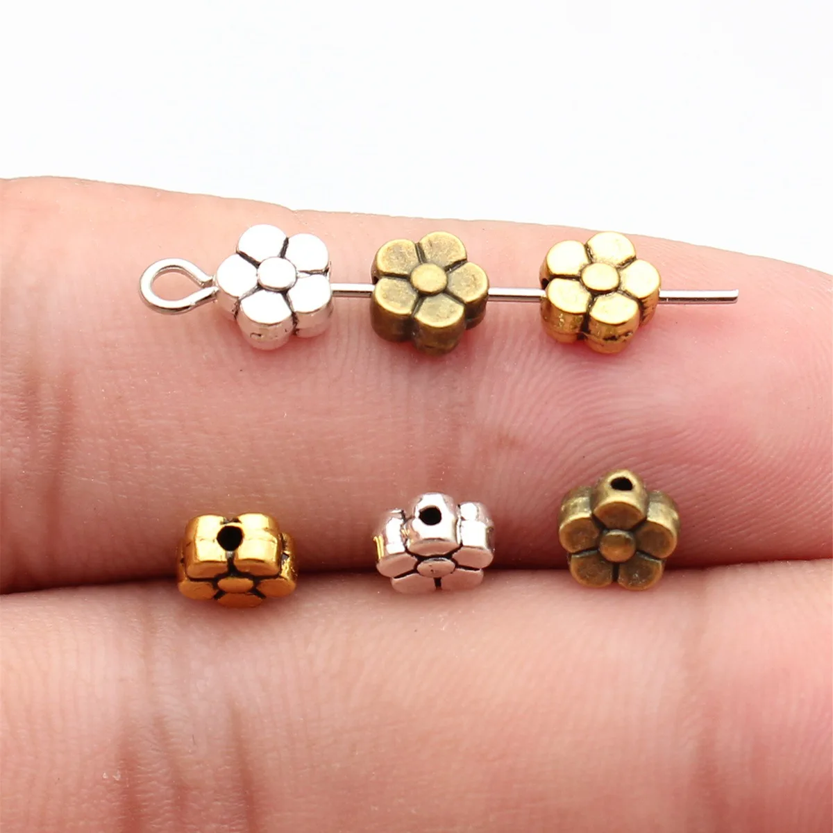 WYSIWYG 20pcs 6x6x3mm 3 Colors Flower Small Hole Spacers Beads Pendant For DIY Jewelry Making Handmade Jewelry Craft Findings
