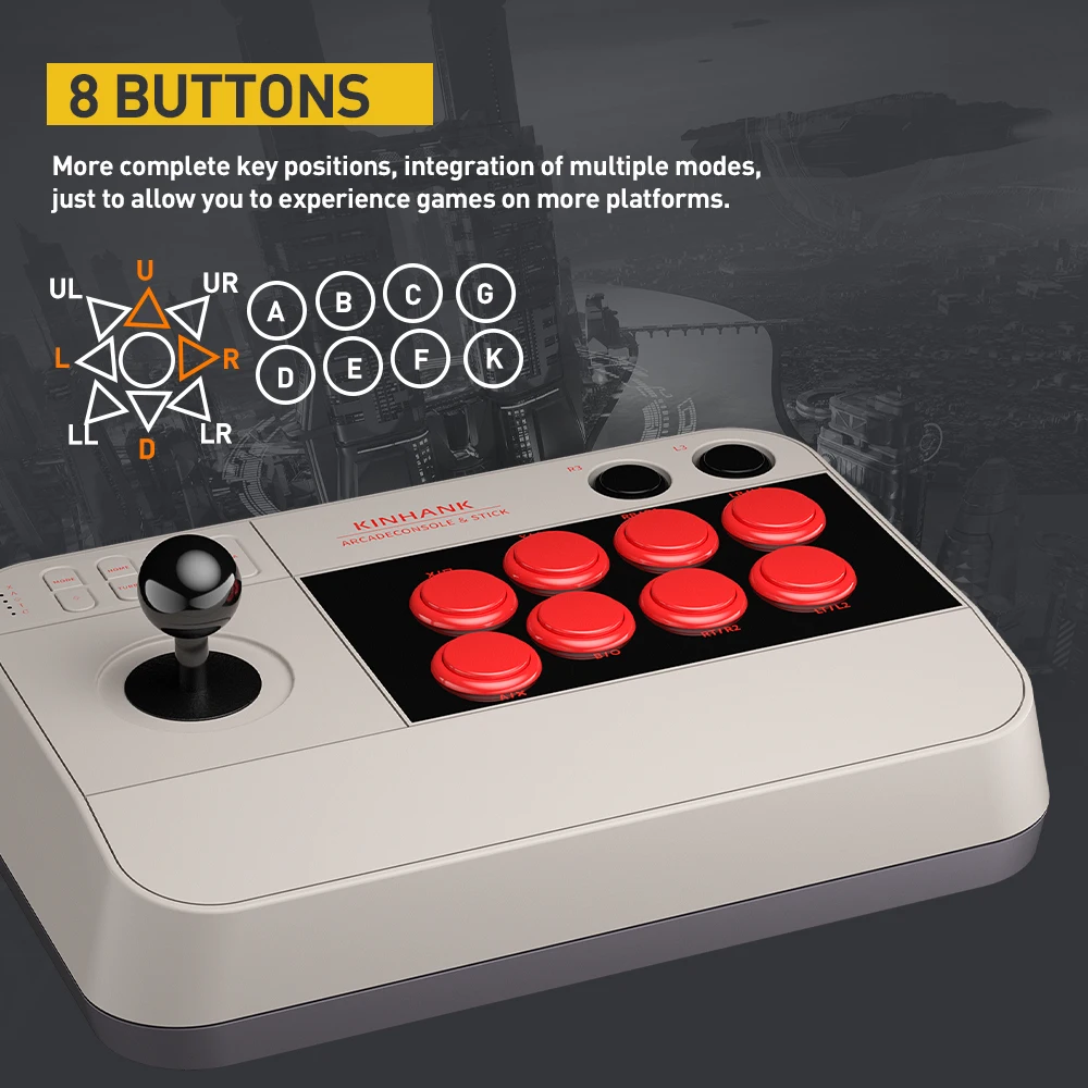 Kinsussuper Console X Arcard 8 In 1 gioco cablato Joystick 3D a 360 ° Controller Plug And Play per PS4/PS3/Switch/PC/Android TV