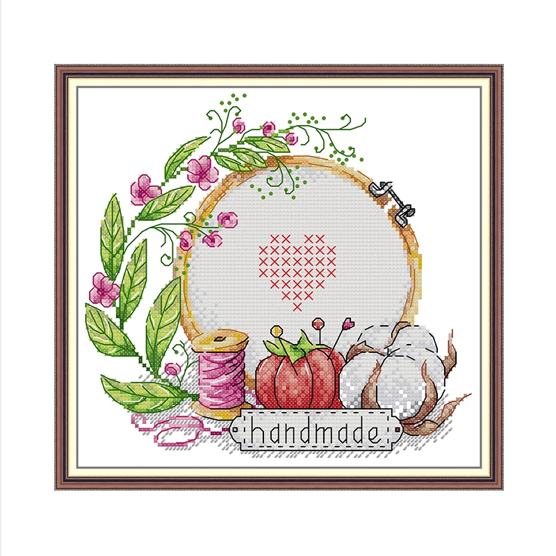 I Love Cross Stitch Pattern DIY Cross Stitch Kits Embroidery Aida 14CT 11CT White Cloth Printing Needle Thread Set Home Decor