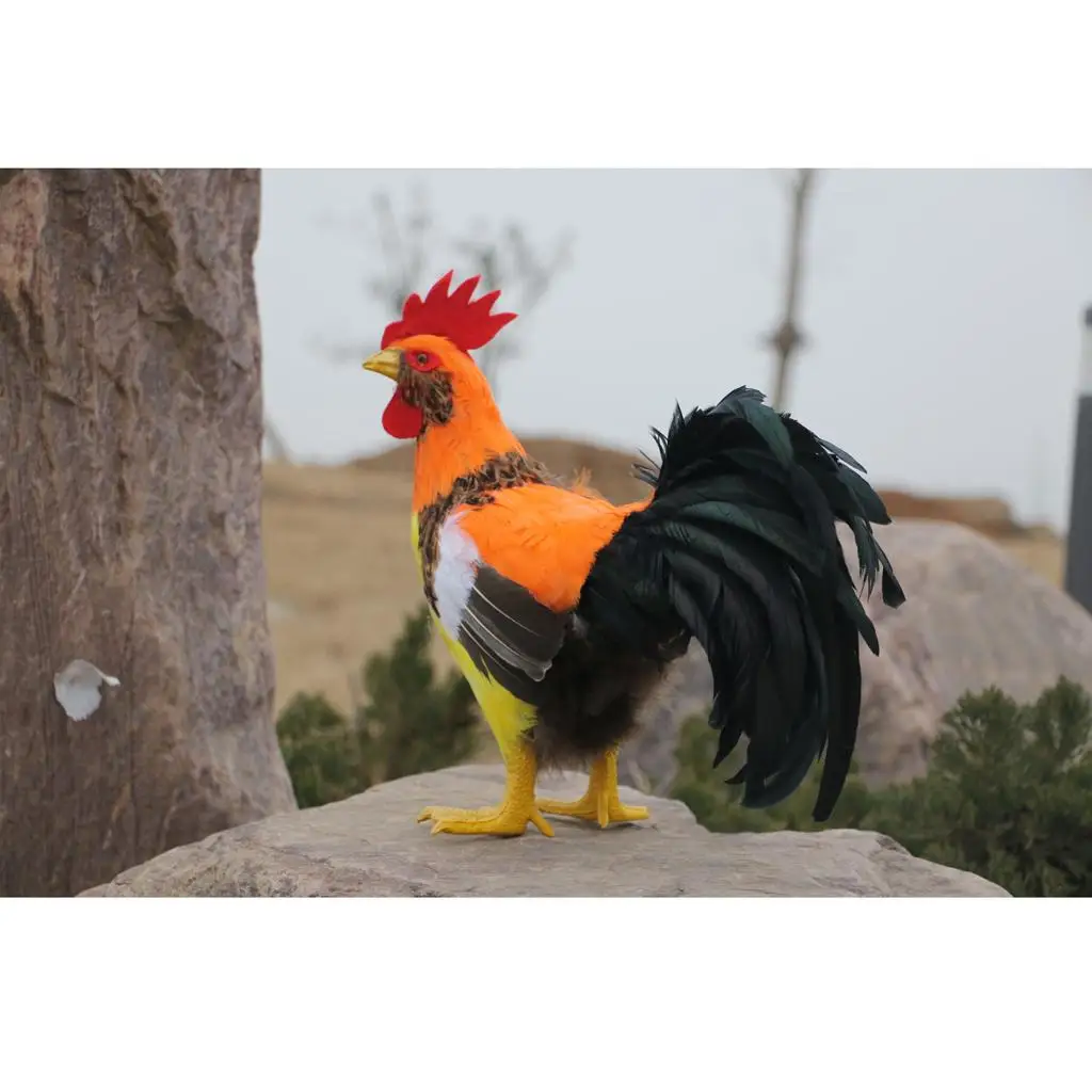 

Realistic Artificial Poultry Figures Feather Animal Statue Home Garden Decor Lifelike Chicken Duck Ornament for Yard Display