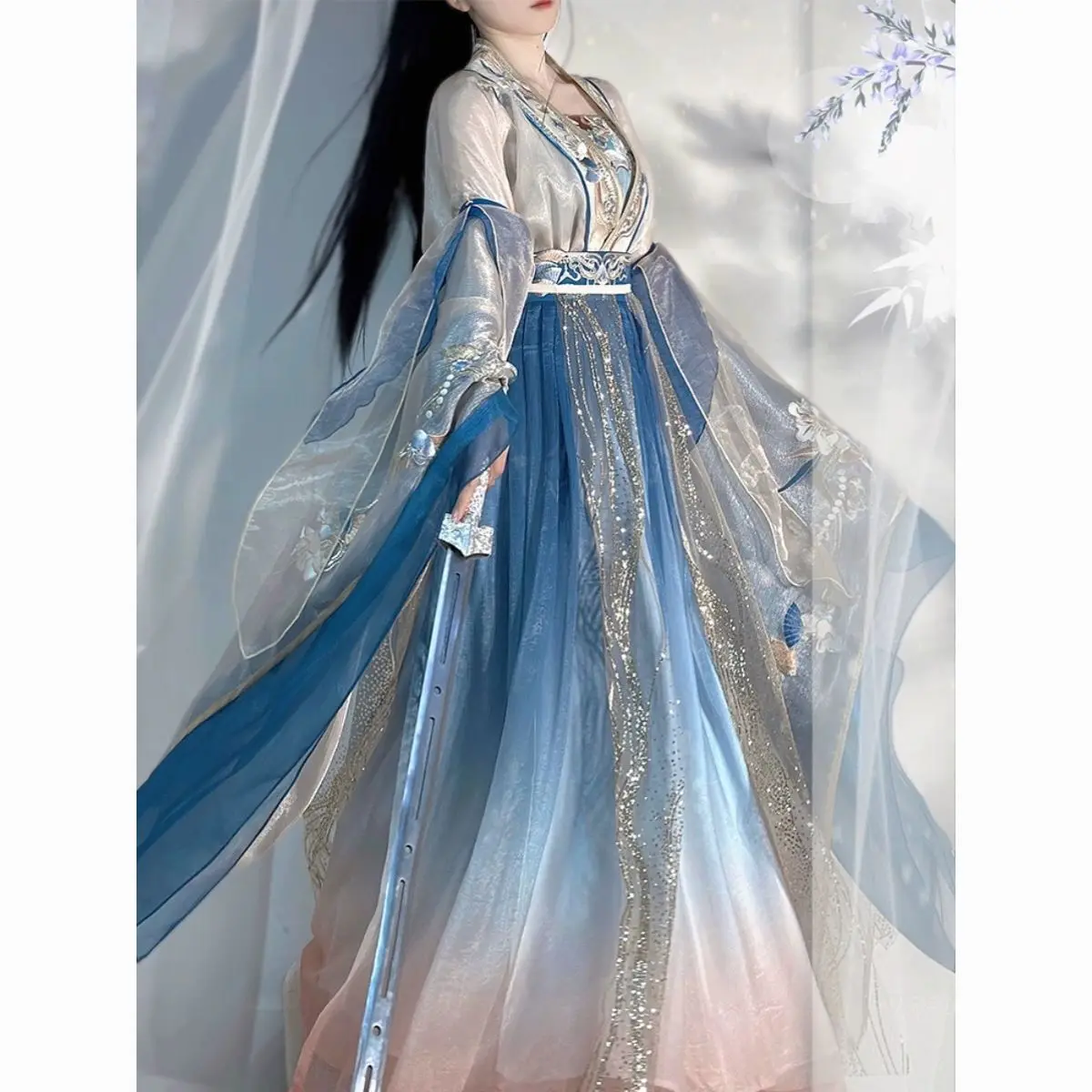 

Heavy Embroidery Yao Tai Xian Embroidery Wei Jin Southern and Northern Dynasties Hanfu Women's Camisole Top Hundred Pleats Skirt