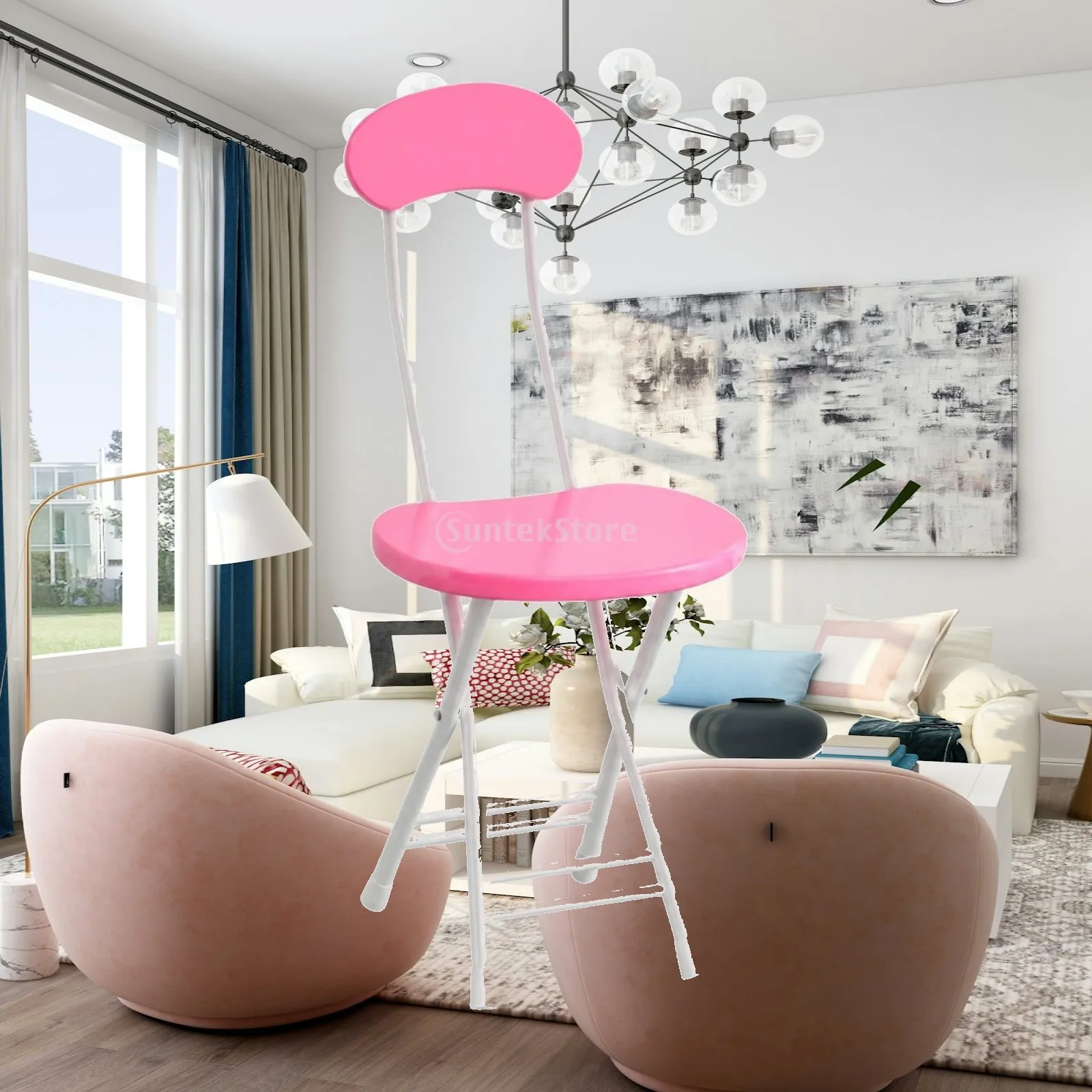 Compact Folding Dining Chair Metal Wood Panel Seat Easy Storage for Small Apartments