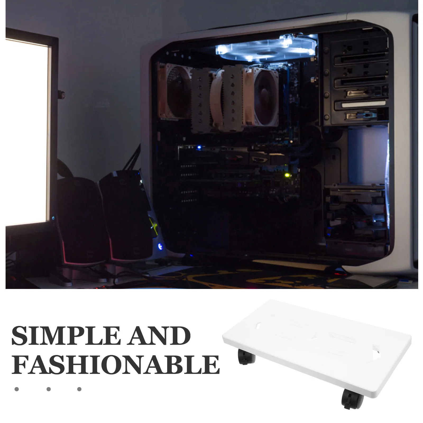 Support pour Pc, support CPU sous le bureau, tour d'ordinateur mobile avec roulettes pour sols tapis, Dissipation thermique améliorée du flux d'air