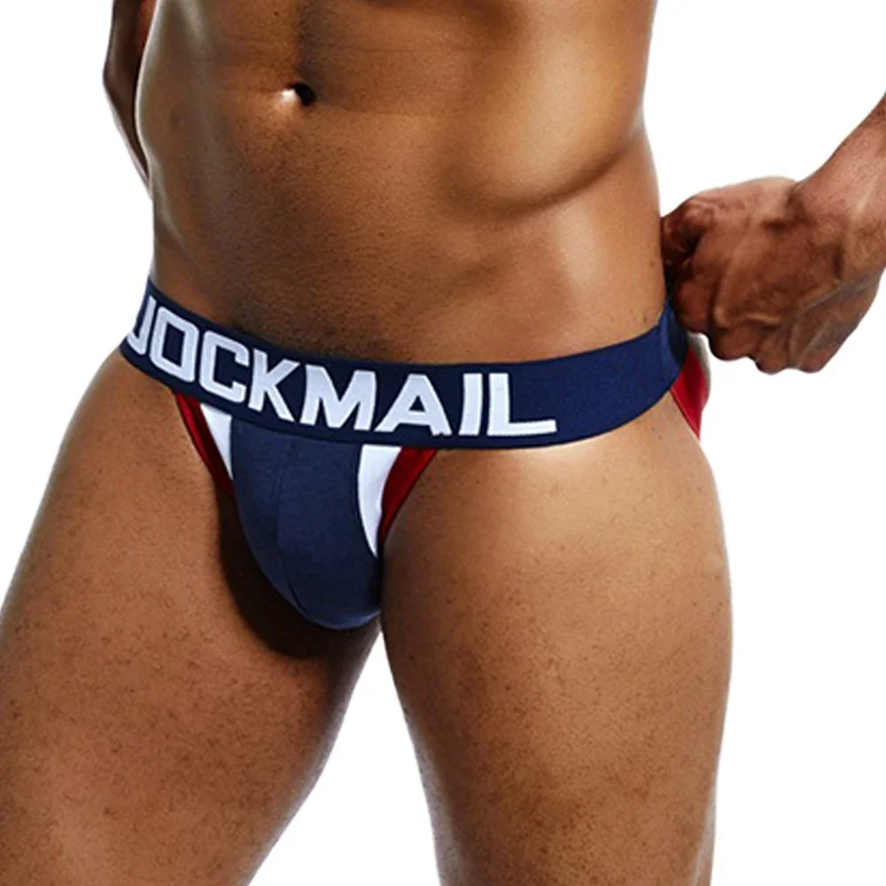 1-4pcs pakaian dalam pria seksi Jockstrap terbuka Butt katun Cuecas pria g-string & thong Backless celana Homme Gay pria Slip Underpant