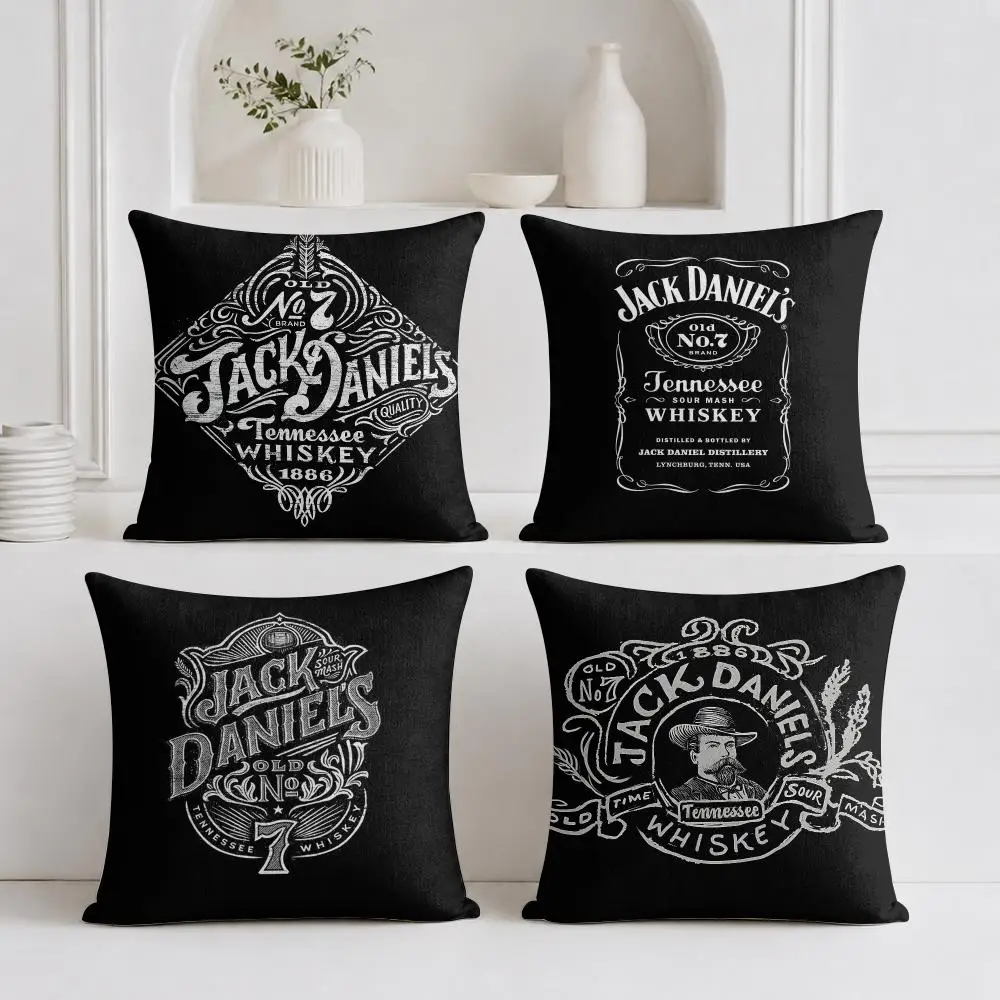 J-Jack D-Daniel's Cushion Cover Plush Fabric Soft Double-Sided Printed Sofa Warm Winter Home Gift Pillow Cover