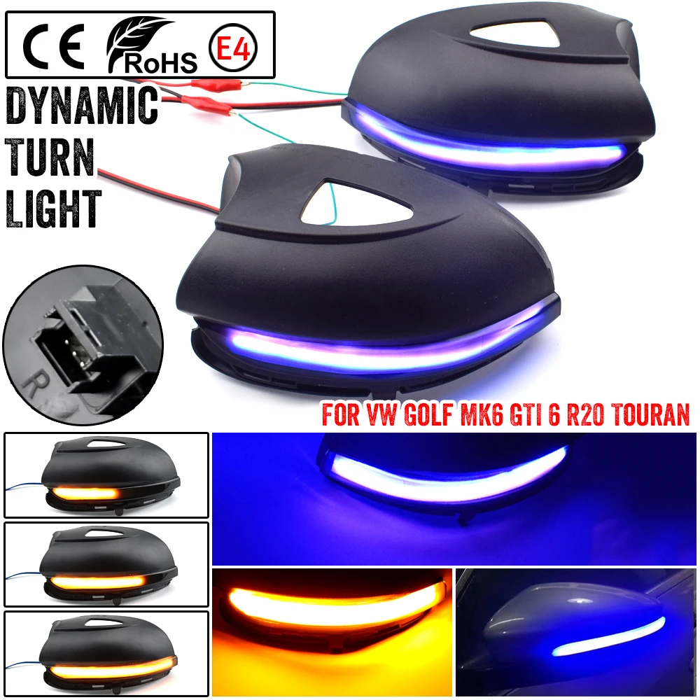 

For Volkswagen VW GOLF 6 VI MK6 GTI R line R20 Touran Dynamic Blinker LED Turn Signal Light Side Mirror Indicator Sequential