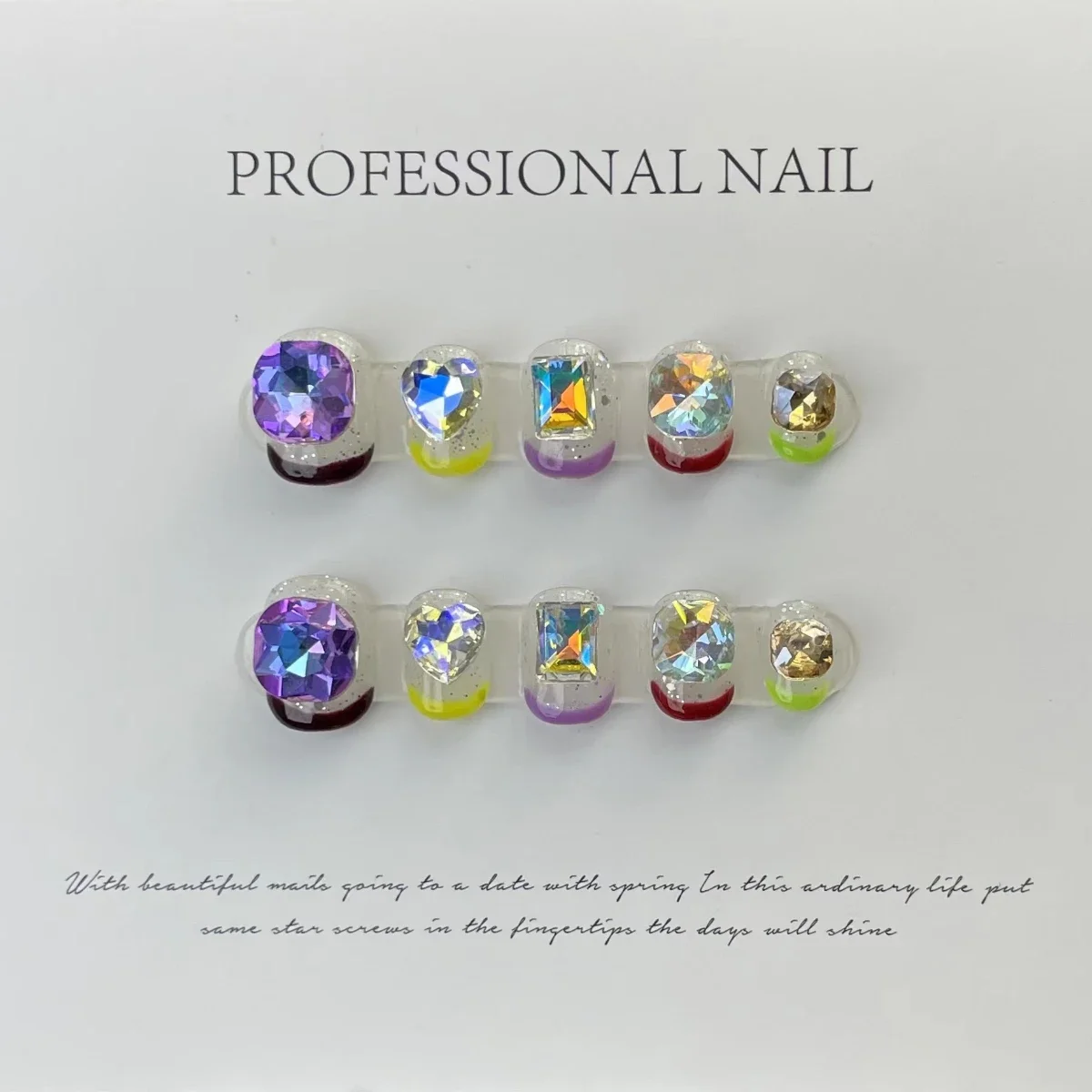 Very Twinkling With Full Rhinestone Pure Handmade Fake Nail Short Style T False Nail Patch Press on Products Nail Accessories