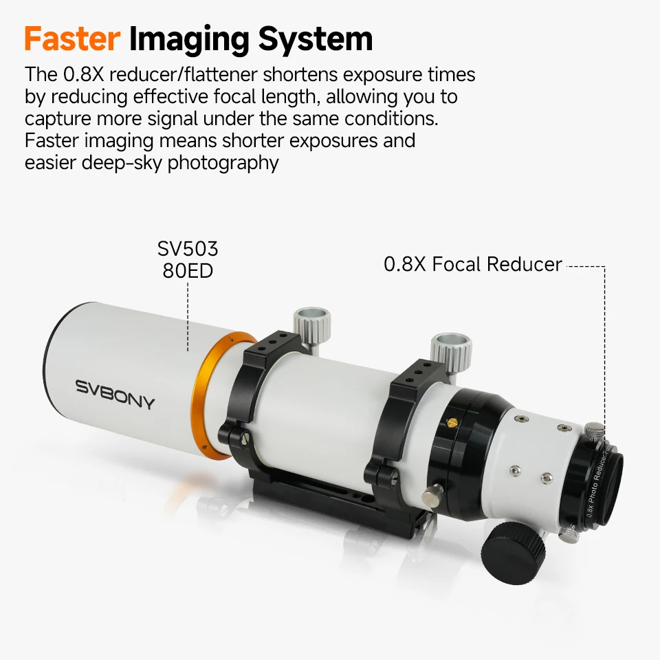 Svbony SV503 80ED Verbessertes F7-Teleskop-Refraktor mit integriertem Flat-Field-Objektiv für astronomische Teleskopfotografie im Weltraum. – Detail 8