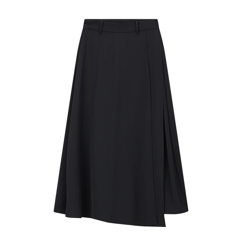 Vimly Black Wide-Leg Pants 2025 Autumn Flowy Ankle-Length Side Zipper Detail Trousers Office Lady Commuter Fashion Bottoms A1738