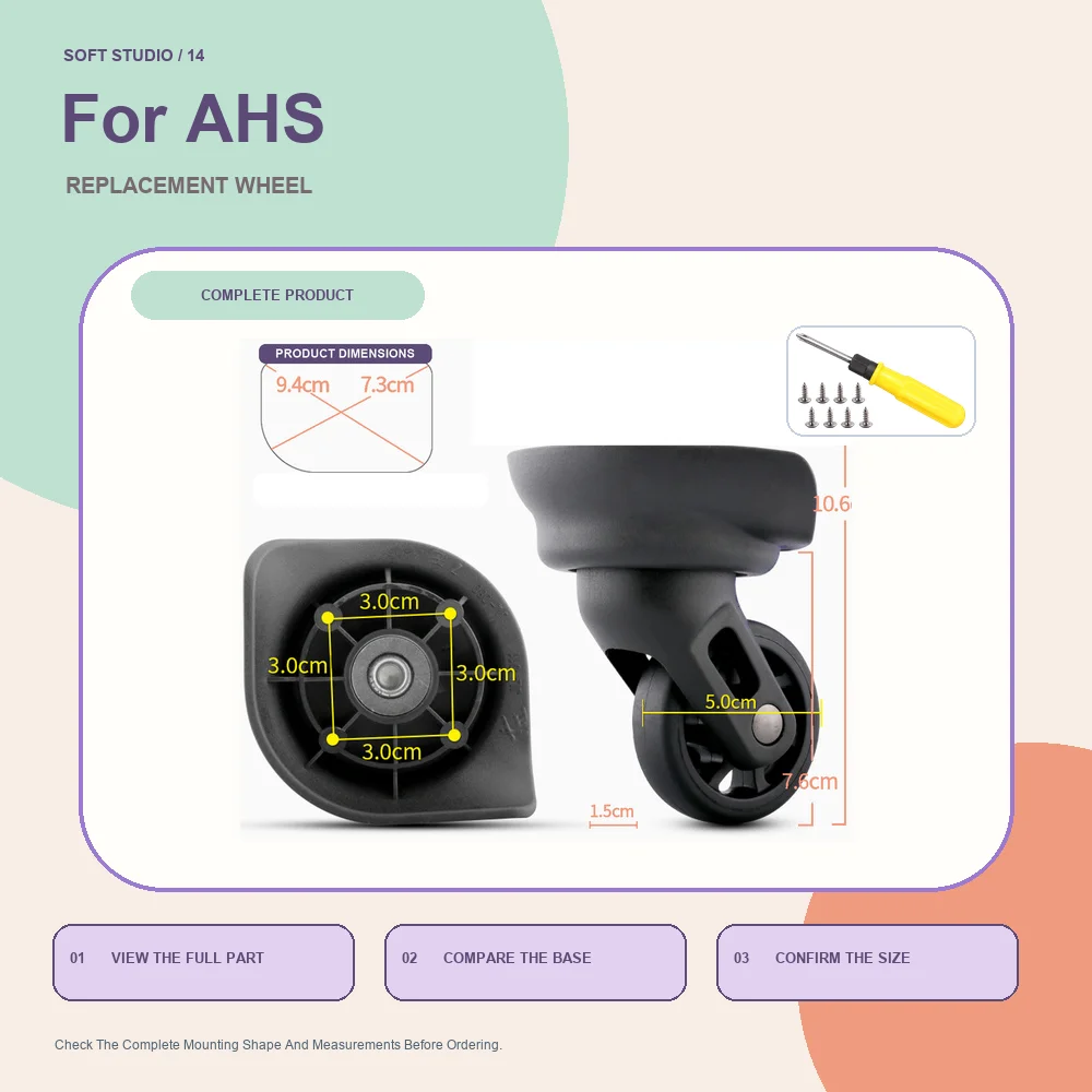 Quiet Travel Luggage Caster Wheel For AHS JL-080 011 For AHS JL-080 Durable Smooth Rolling Luggage Part