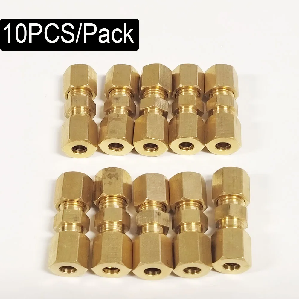 Brass Compression Fitting Straight Union Connector For 3/16