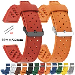 Bracelet de montre étanche en silicone pour hommes et femmes, caoutchouc universel, bracelet de poignet, accessoires de sport, bracelet à dégagement rapide, 20mm, 22mm