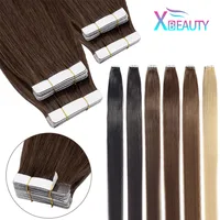 Extensiones de Cabello 100% humano para mujer, cinta adhesiva reemplazable de trama de piel sin costuras, 20/40 piezas, 26 pulgadas