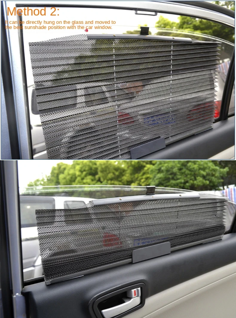 1 Stück faltbarer Auto-Seiten-Sonnenschutz, einziehbarer Sonnenschutz für die Front-/Heckscheibe, Netz-UV-Schutzvorhang, faltbarer Auto-LKW-Sonnenschutz – Detail 2