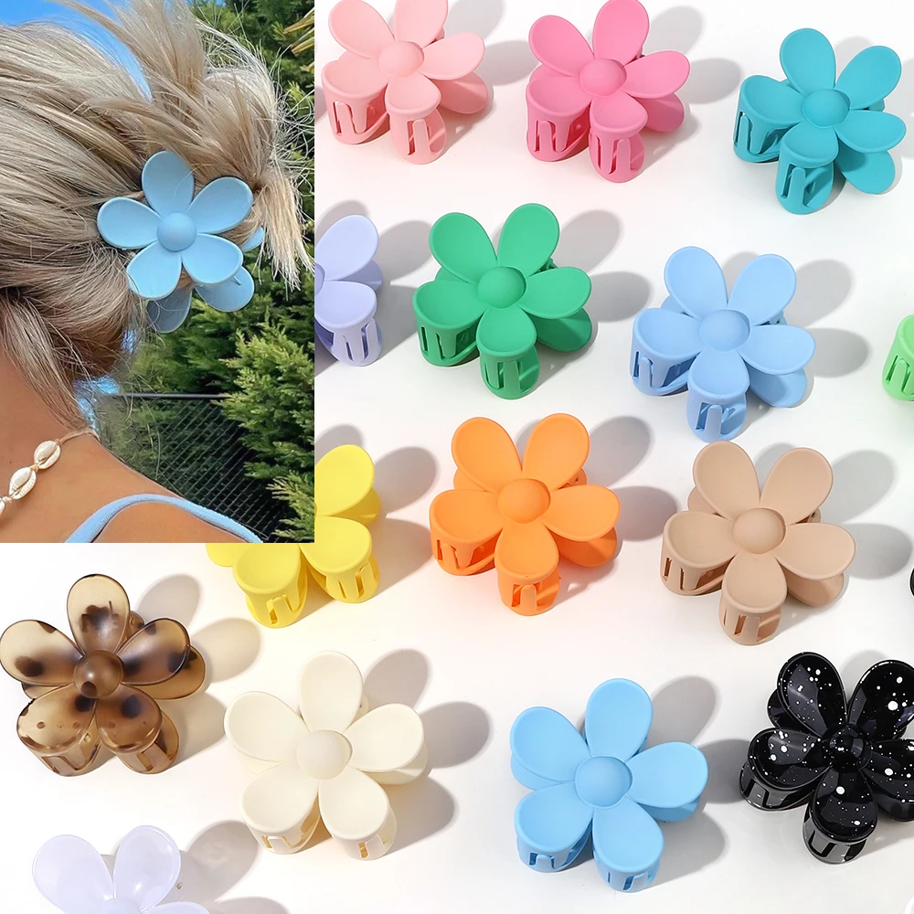 Flower Shape Hair Claw Clip para Mulheres e Meninas, Coreano Presilha, Crab Hair Clips, Ponytail Hairpins, Acessórios de Banho, 2024