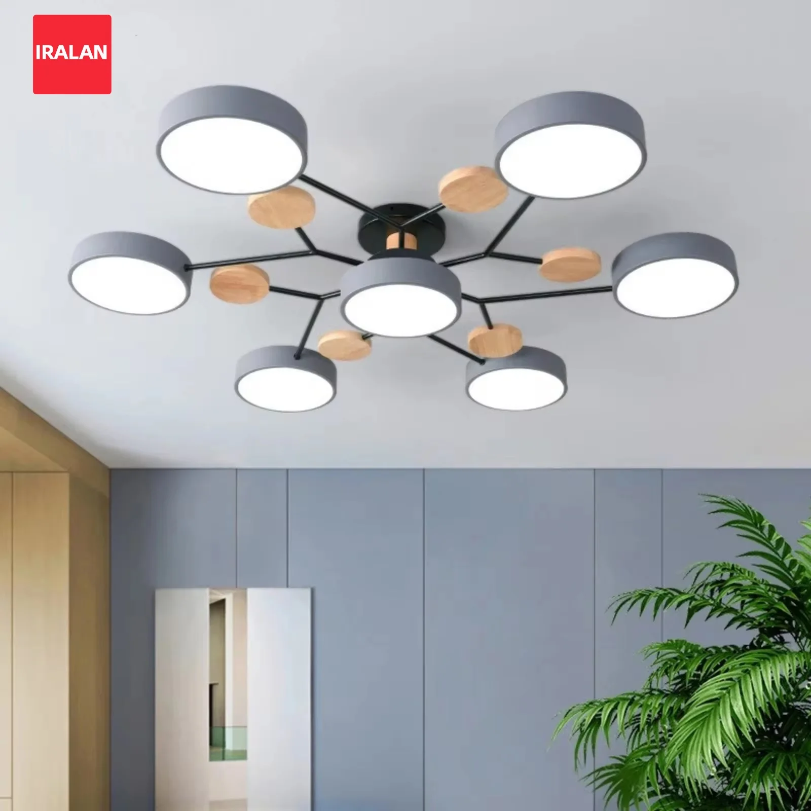 IRALAN Modern White Gray Ceiling Chandelier 220V Three-color Pendant Light Home Lamp for Bedroom Living Room Hotel